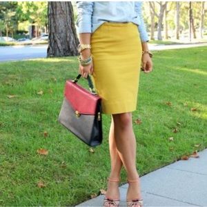 J Crew Lime Green/Yellow Wool No 2 Pencil Skirt 0